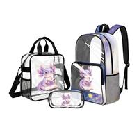 Belidome Zaino per bambini e borsa per il pranzo per ragazze: zaino trasparente con tracolla regolabile, Axolotl Leggi Libro, L, Casual