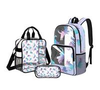 Belidome Zaino trasparente per ragazze e portapranzo set per la scuola elementare: borse da scuola carine 43,2 cm di grande capacità, Gatti., L, Casual