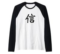 Belief Kanji/Calligrafia Giapponese Cinese Faith Design Maglia con Maniche Raglan