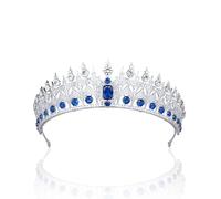 Belierri di gioielli per capelli Tiara corona per donne barocche royal Queen Crystal Bridal Crowns for Women Red Rhinestone Pageant Diadem velo Tiara Accessori per capelli Blue Colormutil