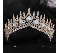 Belietti per capelli Tiara corona per donne Tiara grandi e corone per la sposa Wedding Baroche Heads Bashs King and Queen Crowns Acqua Dropestone Designs Bi gioielli per capelli (Colore: C)