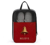 Believe Christams - Borsa porta scarpe da golf con campanella dorata, per viaggi, uso quotidiano, anti-polvere