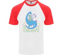 Believe IN Draghi Unicorns Alieni Divertente DA UOMO S/S Baseball T-Shirt