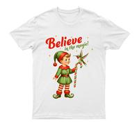 Believe In The Magic Christmas Elf T-Shirt da uomo maglietta da donna...