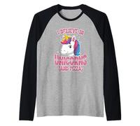 Believe in Unicorni e Pizza Kawaii Maglia con Maniche Raglan