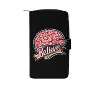 Believe, portafoglio lungo da donna in pelle PU, con cancro al cervello, organizer per ufficio e viaggio