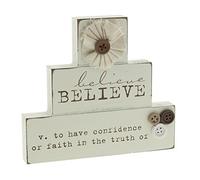 BELIEVE - Set di 3 mattoncini in legno color crema