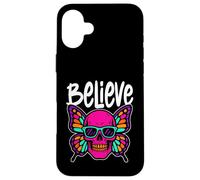 Believe Skull Butterfly - Vintage Colorful Butterfly Lover Custodia per iPhone 16 Plus