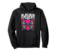 Believe Skull Butterfly - Vintage Colorful Butterfly Lover Felpa con Cappuccio