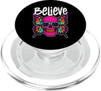 Believe Skull Butterfly - Vintage Colorful Butterfly Lover PopSockets PopGrip per MagSafe