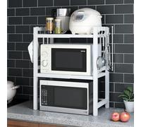 BELIFEGLORY Ripiano per forno a microonde espandibile, supporto da banco da cucina sopra il microonde, unità portaoggetti da cucina per friggitrice ad aria, ripiani da fornaio autoportanti salvaspazio