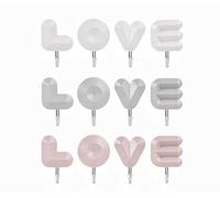 Belijoeuri, 12 ganci adesivi a forma di amore, supporto da parete senza trapano, 2 kg, gancio decorativo senza traccia, per cucina, bagno, ideale come regalo per coppia