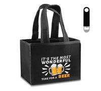Belillpipi Regali di birra per uomini, borsa per bottiglie di birra, con motivo ricamato, regalo divertente per uomini, papà, fidanzato, collega, portabottiglie 6 bottiglie con apribottiglie