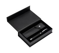 BELIUS BOLIGRAFO E ASTUCCIO TURBO ALLUMINIO TEXTURA PUNTEATA NERO E ARGENTO INCHIOSTRO BLU SCATOLA DI DESIGN
