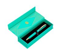 BELIUS Penna Soirea in alluminio color art deco turchese e oro inchiostro blu scatola di design
