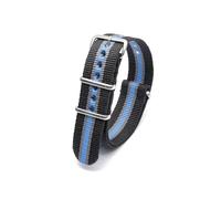 Belivceng Cinturino in nylon con fibbia in acciaio inossidabile per uomo e donna - Cinturino di ricambio 18 mm 20 mm 22 mm 24 mm,Nero Grigio Blu K,24 millimetri