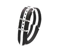 Belivceng Cinturino in nylon con fibbia in acciaio inossidabile per uomo e donna - Cinturino di ricambio 18 mm 20 mm 22 mm 24 mm,Nero Bianco H,24 millimetri