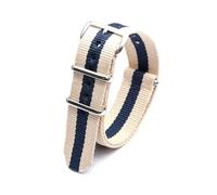 Belivceng Cinturino in nylon con fibbia in acciaio inossidabile per uomo e donna - Cinturino di ricambio 18 mm 20 mm 22 mm 24 mm,Beige Blu Scuro L,18 millimetri