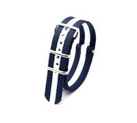 Belivceng Cinturino in nylon con fibbia in acciaio inossidabile per uomo e donna - Cinturino di ricambio 18 mm 20 mm 22 mm 24 mm,Blu Bianco M,22 millimetri