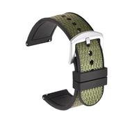 Belivceng Cinturino in nylon intrecciato e silicone da 20 mm e 22 mm con sgancio rapido - Cinturino di ricambio sportivo impermeabile per uomo,Un argento verde,22 millimetri