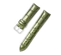 Belivceng Cinturino in pelle con motivo a bambù e fibbia argentata, per uomo e donna, da 12 mm a 22 mm, accessorio per cinturino di ricambio,Verde,14 millimetri