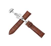 Belivceng Cinturino in pelle per orologio, chiusura deployante a farfalla a doppia pressione, misure da 12 mm a 24 mm, accessori per cinturini di ricambio,Marrone Marrone L,16 millimetri