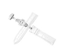 Belivceng Cinturino in pelle per orologio, chiusura deployante a farfalla a doppia pressione, misure da 12 mm a 24 mm, accessori per cinturini di ricambio,Bianco,20 millimetri