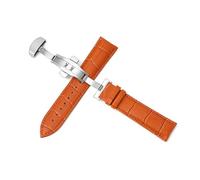 Belivceng Cinturino in pelle per orologio, chiusura deployante a farfalla a doppia pressione, misure da 12 mm a 24 mm, accessori per cinturini di ricambio,Marrone chiaro,22 millimetri