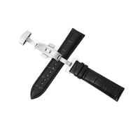 Belivceng Cinturino in pelle per orologio, chiusura deployante a farfalla a doppia pressione, misure da 12 mm a 24 mm, accessori per cinturini di ricambio,Nero Nero L,12 millimetri
