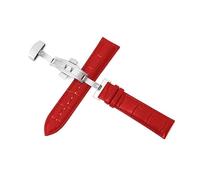 Belivceng Cinturino in pelle per orologio, chiusura deployante a farfalla a doppia pressione, misure da 12 mm a 24 mm, accessori per cinturini di ricambio,Rosso,19 millimetri
