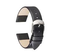 Belivceng Cinturino in pelle per orologio, cinturino sottile per uomo e donna, misure da 14 mm a 22 mm, con perni a sgancio rapido,Nero,20 millimetri