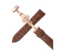 Belivceng Cinturino in pelle per orologio, fibbia a farfalla automatica a doppia pressione, misure da 12 mm a 24 mm, accessorio per cinturino di ricambio,Oro rosa D,16 millimetri