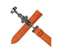 Belivceng Cinturino in pelle per orologio, fibbia a farfalla automatica a doppia pressione, misure da 12 mm a 24 mm, accessorio per cinturino di ricambio,Nero Marrone Chiaro,16 millimetri