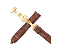 Belivceng Cinturino in pelle per orologio, fibbia a farfalla automatica a doppia pressione, misure da 12 mm a 24 mm, accessorio per cinturino di ricambio,Marrone dorato,12 millimetri