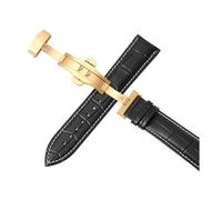 Belivceng Cinturino in pelle per orologio, fibbia a farfalla automatica a doppia pressione, misure da 12 mm a 24 mm, accessorio per cinturino di ricambio,Oro B,24 millimetri