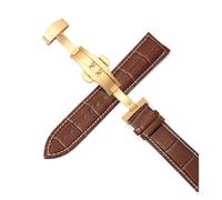Belivceng Cinturino in pelle per orologio, fibbia a farfalla automatica a doppia pressione, misure da 12 mm a 24 mm, accessorio per cinturino di ricambio,Oro D,18 millimetri
