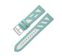 Belivceng Cinturino per orologio combinato in pelle e tela, design sportivo resistente per smartwatch, cinturino di ricambio con perni a sgancio rapido,Azzurro cielo,22 millimetri