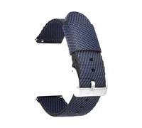 Belivceng Cinturino per orologio in nylon a strisce diagonali da 18 mm, 20 mm, 22 mm e 24 mm con perni a sgancio rapido,Blu Nero Argento 1,18 millimetri