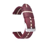 Belivceng Cinturino per orologio in nylon a strisce diagonali da 18 mm, 20 mm, 22 mm e 24 mm con perni a sgancio rapido,Rosso Beige Argento 1,20 millimetri