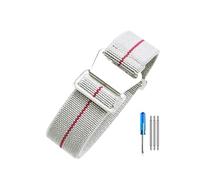 Belivceng Cinturino per orologio in nylon elastico traspirante - Cinturino stile paracadute per orologi da 18 mm, 20 mm e 22 mm,Grigio chiaro rosso-argento,22 millimetri
