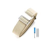 Belivceng Cinturino per orologio in nylon elastico traspirante - Cinturino stile paracadute per orologi da 18 mm, 20 mm e 22 mm,Cachi-Argento,22 millimetri