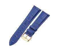 Belivceng Cinturino per orologio in pelle con motivo a bambù, per uomo e donna, misure da 18 mm a 24 mm, accessori per cinturini di ricambio,Oro blu B,22 millimetri