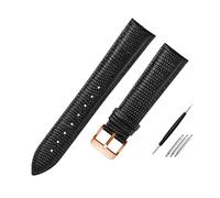 Belivceng Cinturino per orologio in vera pelle con motivo a lucertola, misure da 15 mm a 21 mm, accessori per cinturini di ricambio,Rosa nera B,20 millimetri