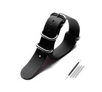 Belivceng Cinturino sportivo in nylon con sutura manuale - Bracciale dal design semplice 20 mm 22 mm 23 mm 24 mm 26 mm,Nero Argento,18 millimetri