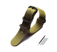Belivceng Cinturino sportivo in nylon con sutura manuale - Bracciale dal design semplice 20 mm 22 mm 23 mm 24 mm 26 mm,Un nero verde,18 millimetri