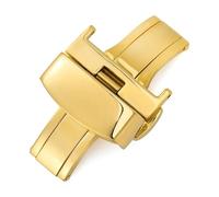 Belivceng Fibbia a farfalla con pulsante, chiusura nascosta con quattro aghi, chiusura deployante in acciaio,D'oro,16 millimetri