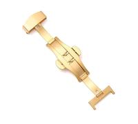 Belivceng Fibbia deployante a farfalla in acciaio, chiusura a farfalla con doppio pulsante, misure da 10 mm a 22 mm,D'oro,12 millimetri