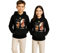 Belive in The Magic of Christmas | Babbo Natale Renna | Christmas X-Mas - Felpa con cappuccio per bambini, Nero , 128