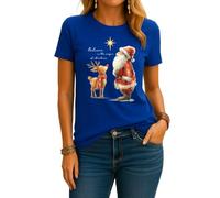 Belive in The Magic of Christmas | Babbo Natale Renna | Christmas X-Mas - Maglietta da donna, Blu, XXL