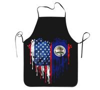 Belize America Hearts Belizean Flag Donna Uomo Grembiuli da Barbecue Resistente Grembiuli da Chef Lavabile in Lavatrice Grembiule per Parrucchiere Bar Lavoro
